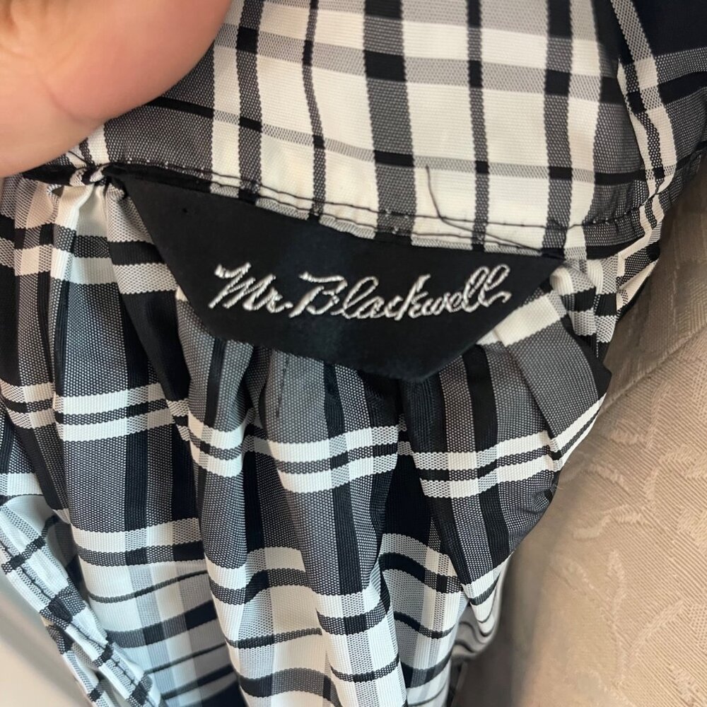 Mr. Blackwell Vintage Womens Taffeta Plaid Pinafore Black White One Size Rare - Picture 9 of 14
